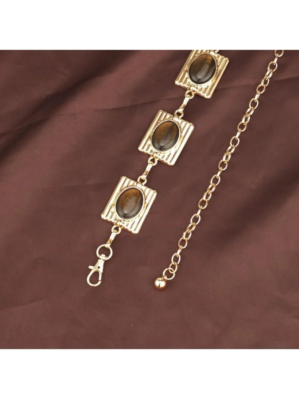 Stylish Green Glass Diamond Chain Belt - Metal Women's Western Dress Accessory